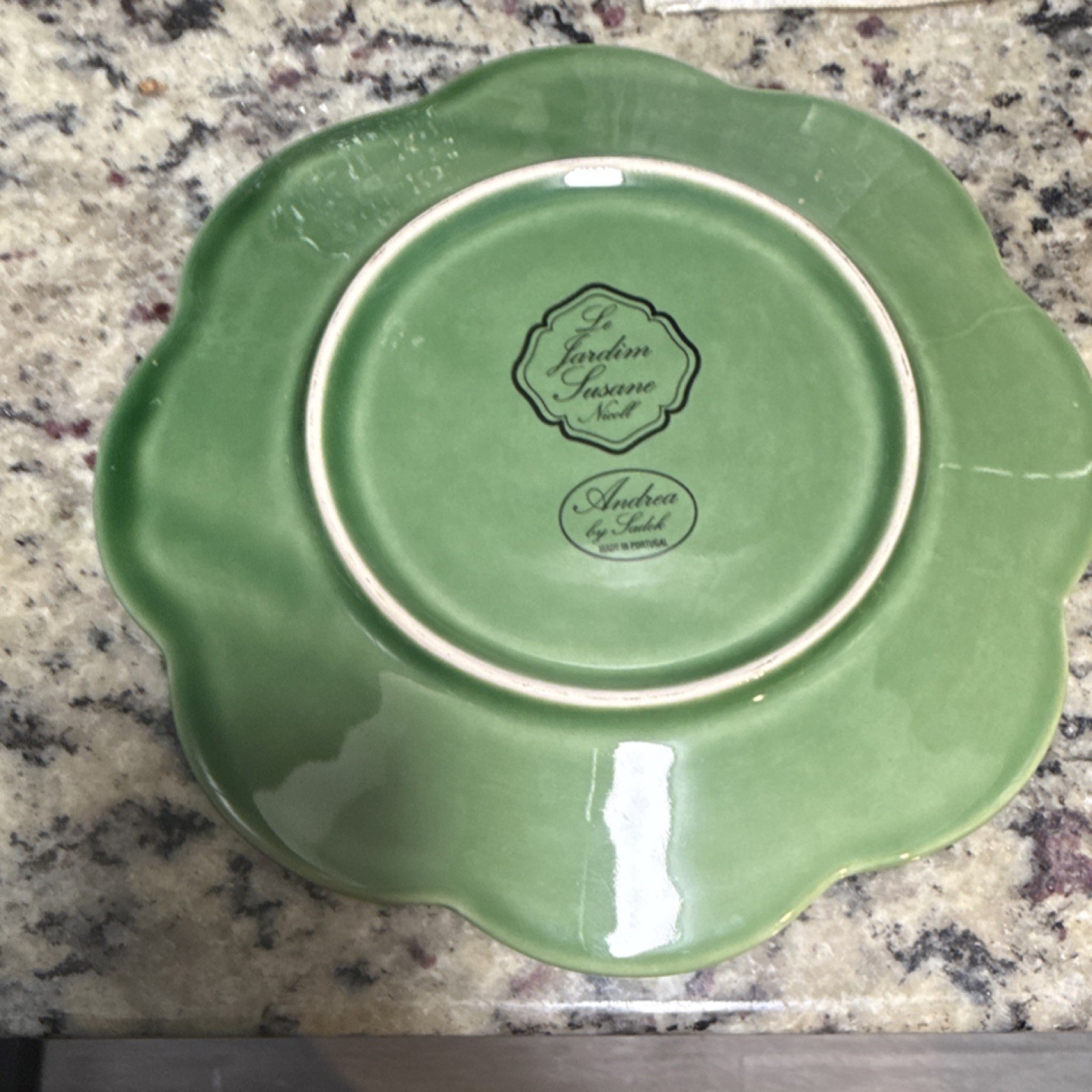 Andrea by Sadek Le Jardin Sesame No.1 Green Embossed Ceramic Plate Rooster