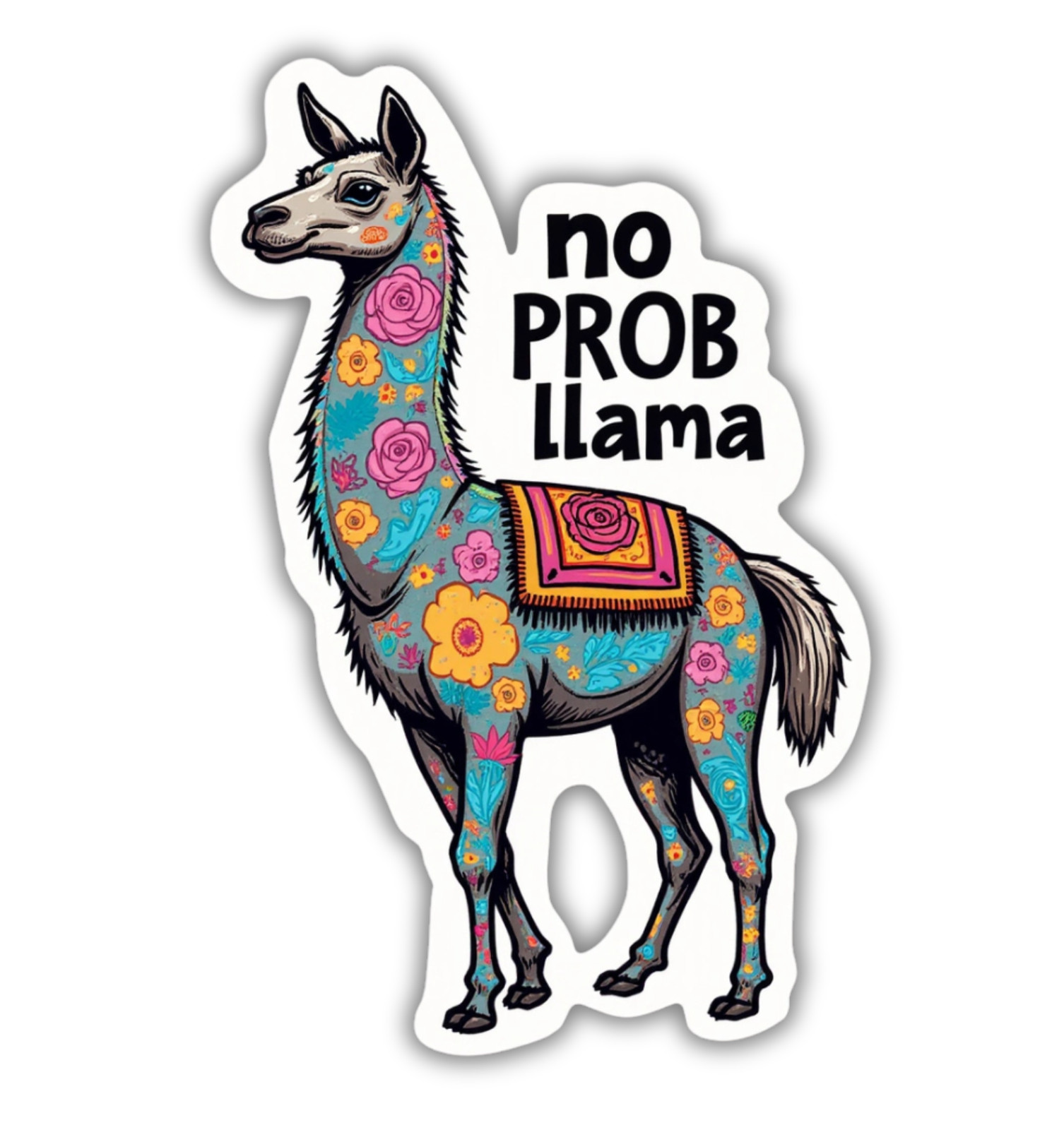 No Prob Llama Funny Fridge Magnet or Laptop Sticker