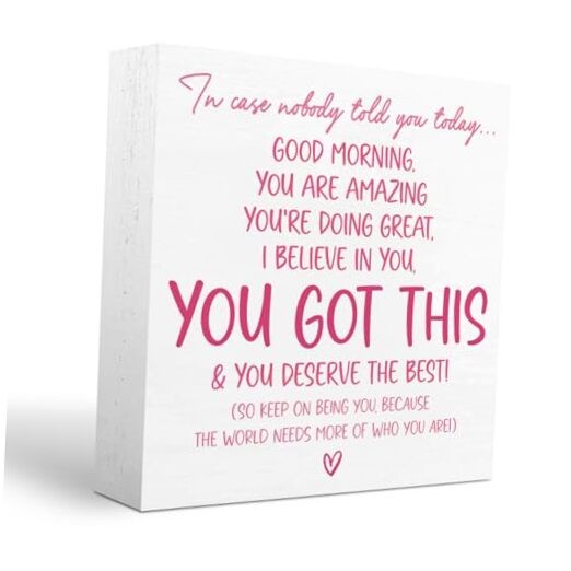 Pink Office Decor, Inspirational Awareness Positive Affirmation Sign Wooden