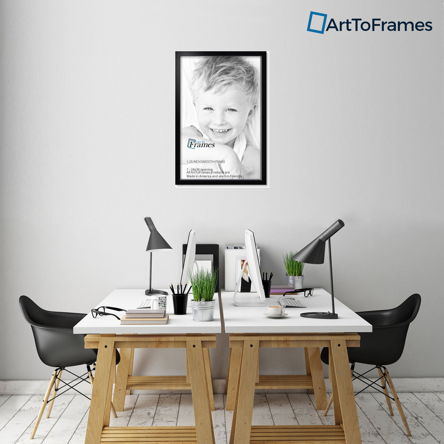 ArtToFrames 1.25″ Custom Poster Frame Smooth Black 4267 Large