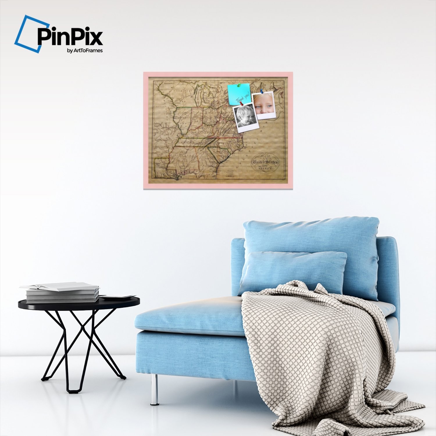 Custom Printed pin Cork Bulletin Board Made from Canvas, United States Map 31…