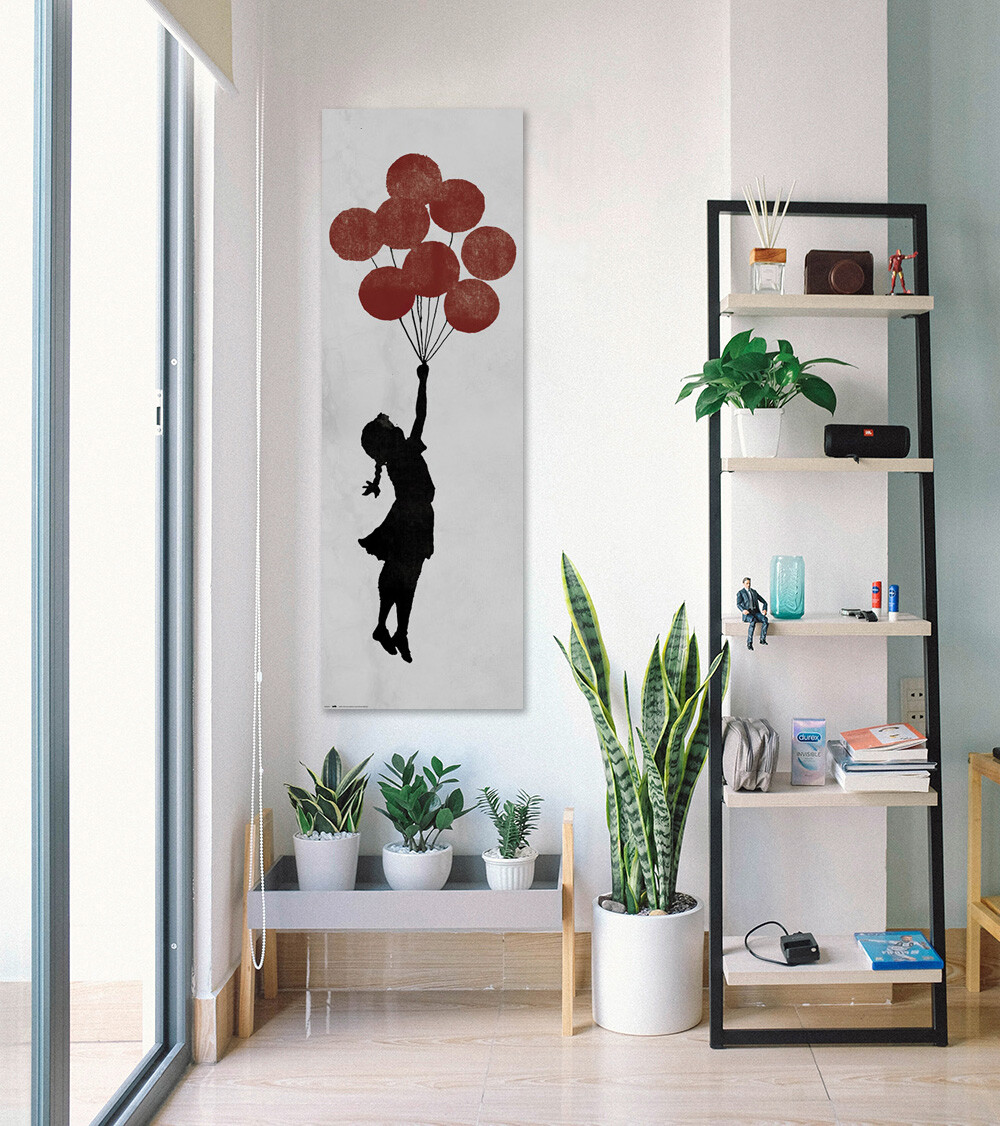 Girl With Balloons – Street Art / Pop-Art Graffiti Door Poster / Print)