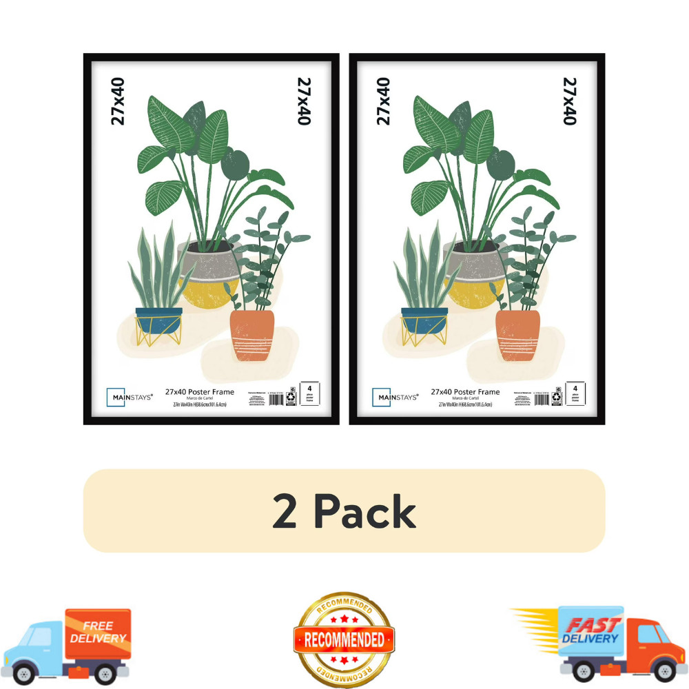 (2 Pack) Mainstays – 27×40 Picture Frame – Black Flat Profile Wall Photo Frame