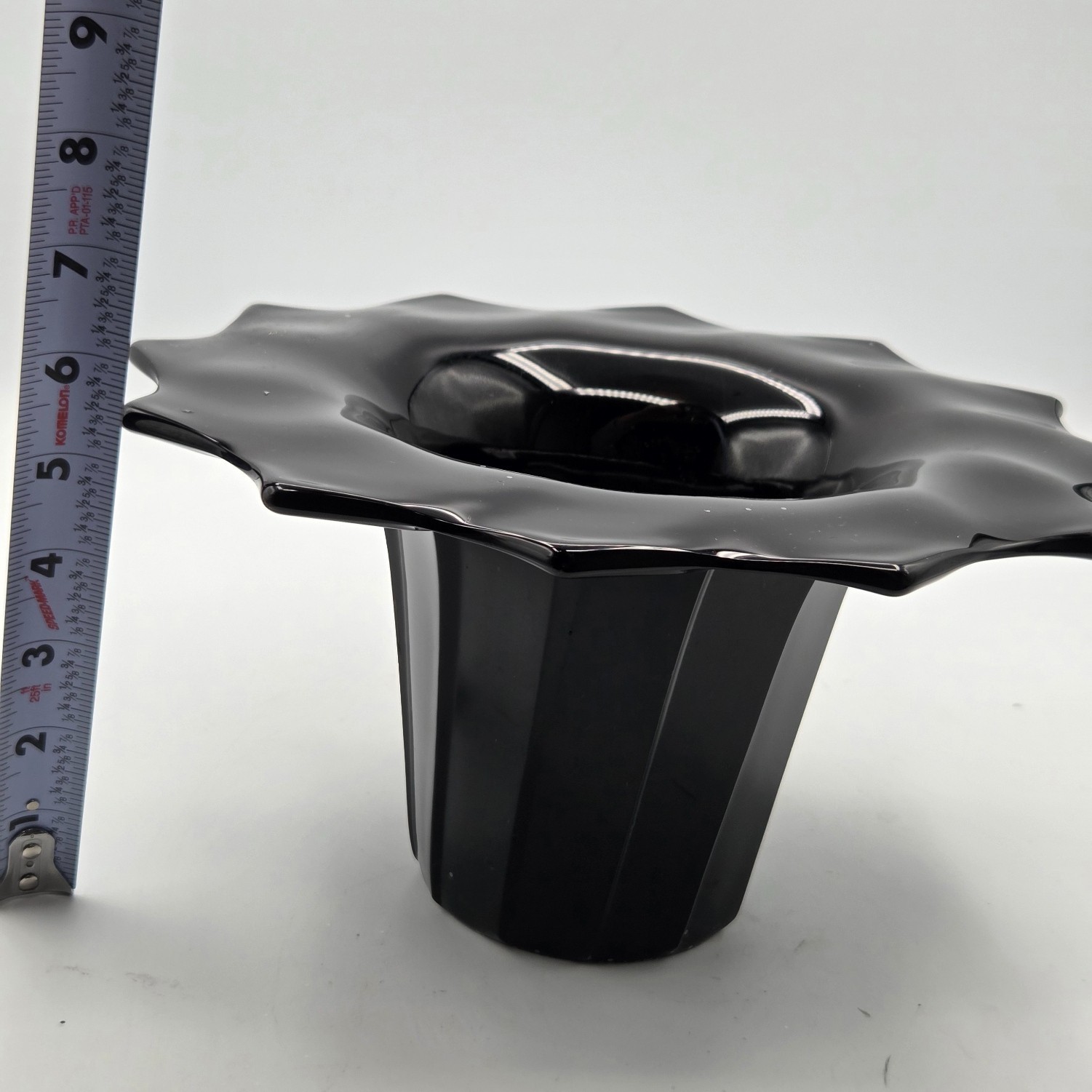 BLACK GLASS FLOWER POT OR VASE CONTEMPORARY MODERN