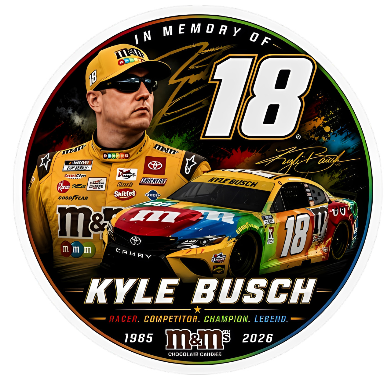 Kyle Busch Number 18 Logo Decal Sticker Car Truck Wall Mirror Phone Tumbler D