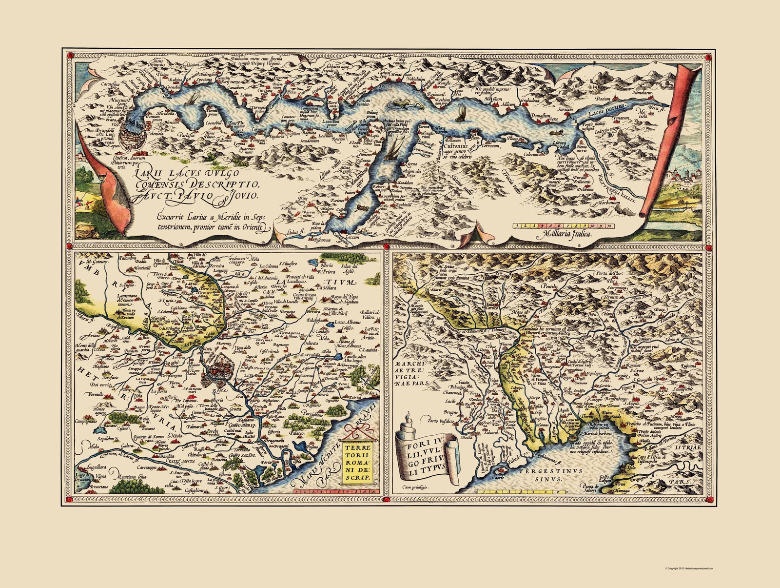 Historic Map – Como Region Italy Upper Adriatic – Ortelius 1609 – Vintage Wall