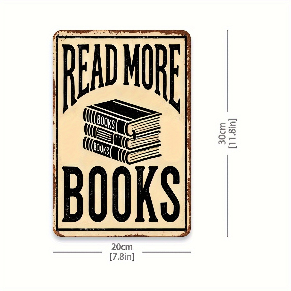 Retro ’Read More Books’ Metal Sign Book Lover Home Library Hanging Decoration