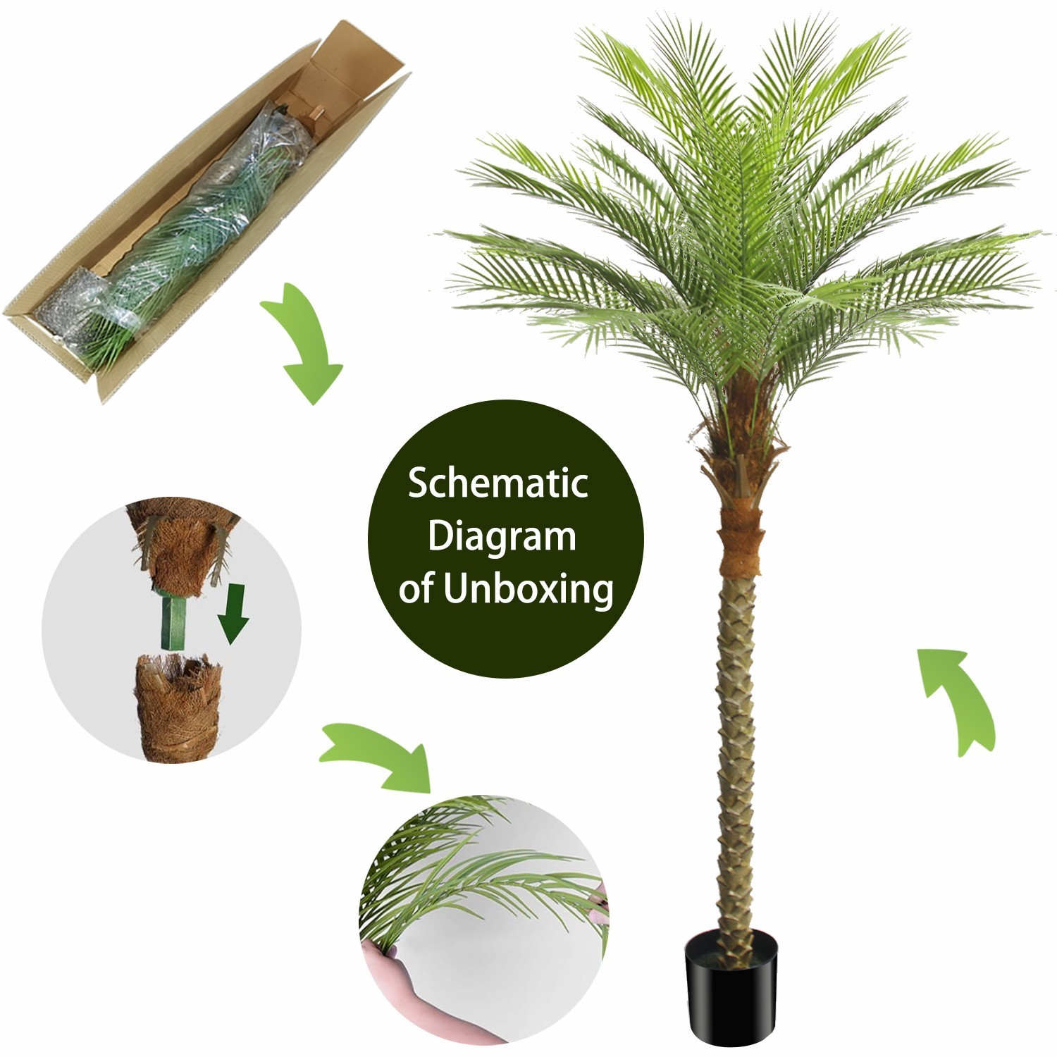2 Pack 7ft Artificial Areca Palm Tree, Fake Tropical Palm Plant Indoor Outdoor