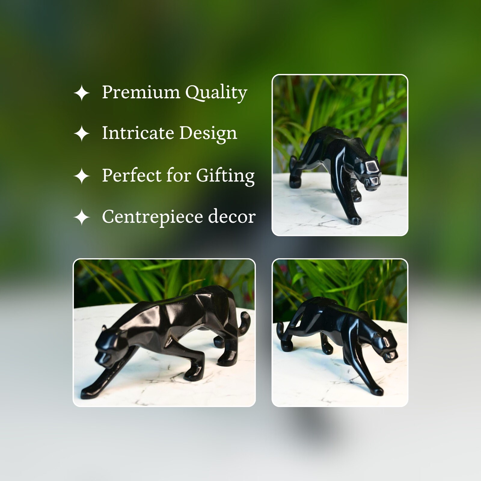 Sowpeace 24cm Premium Resin Black Panther Figurine – Tabletop Decor & Gift