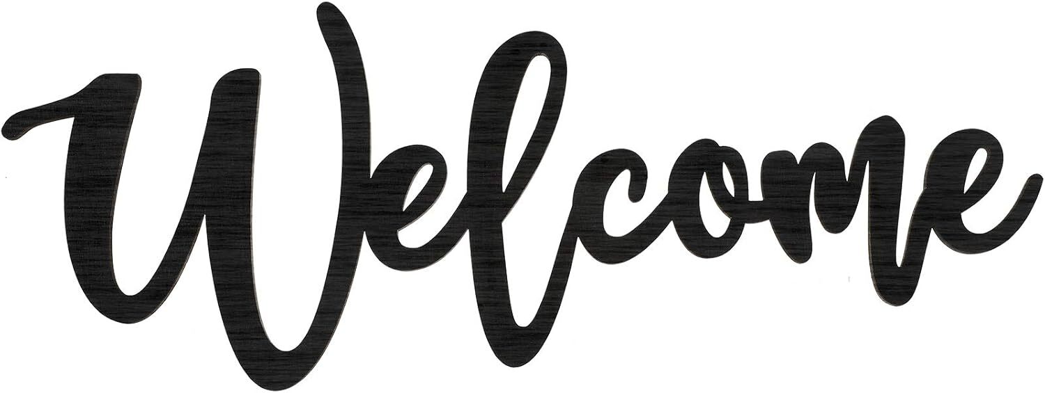 Welcome Metal Sign Wall Decor, Cut out Receive Sign, black