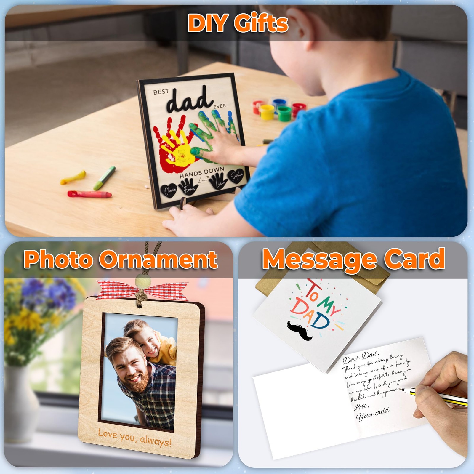 10″ Best Dad Ever Hands Down Sign DIY Dad Gifts from Kids Handprint Kit with …