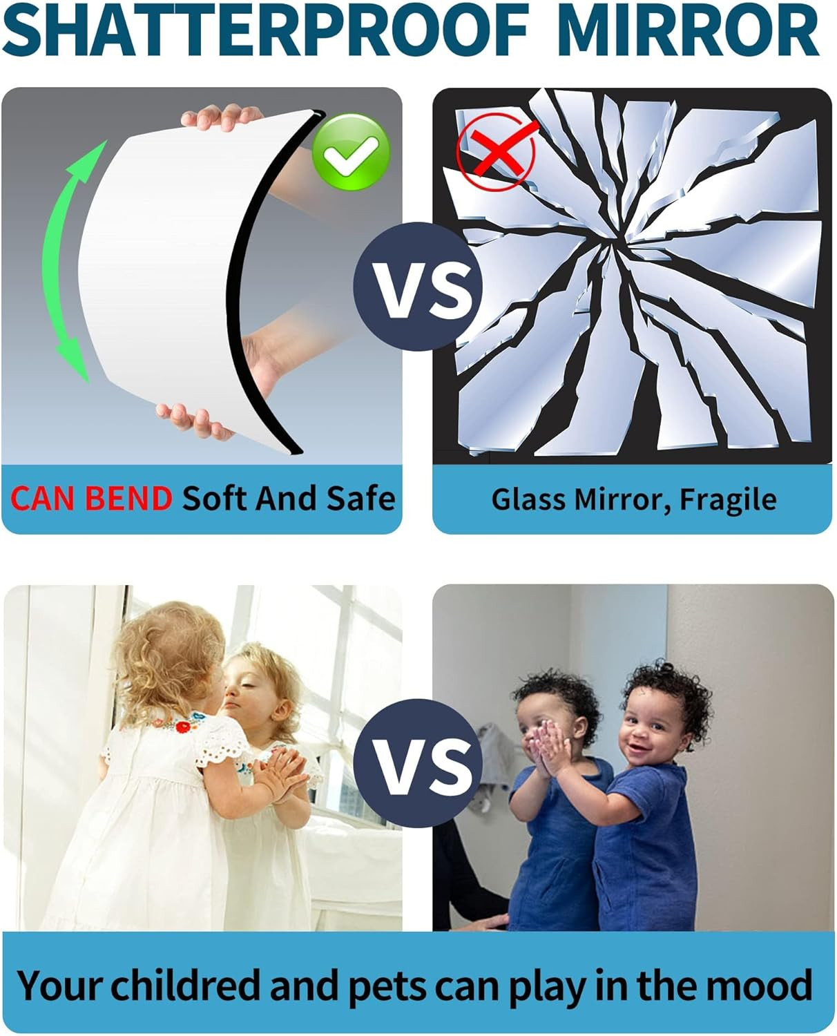 Unbreakable Full Length Mirror for Wall Mounted, over the Door Mirror, Full Body
