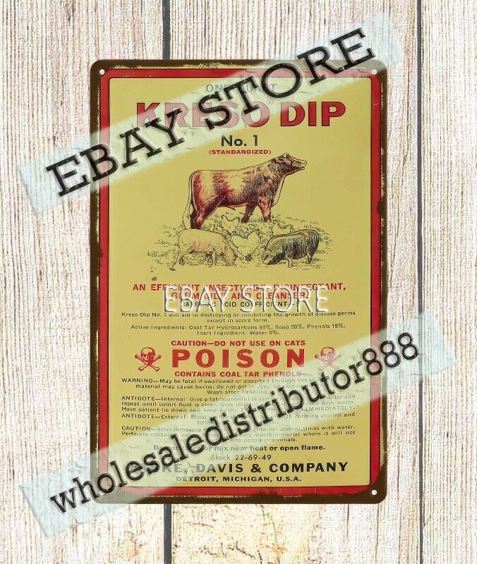 KRESO DIP No. 1 Livestock Disinfectant Germicide metal tin sign metal sale signs