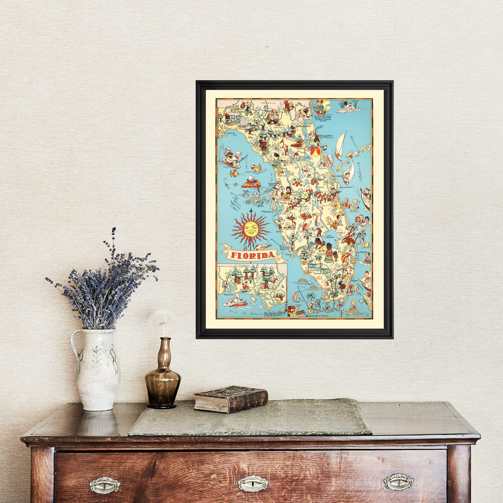 Old Map of Florida 1935 – Vintage Florida Art