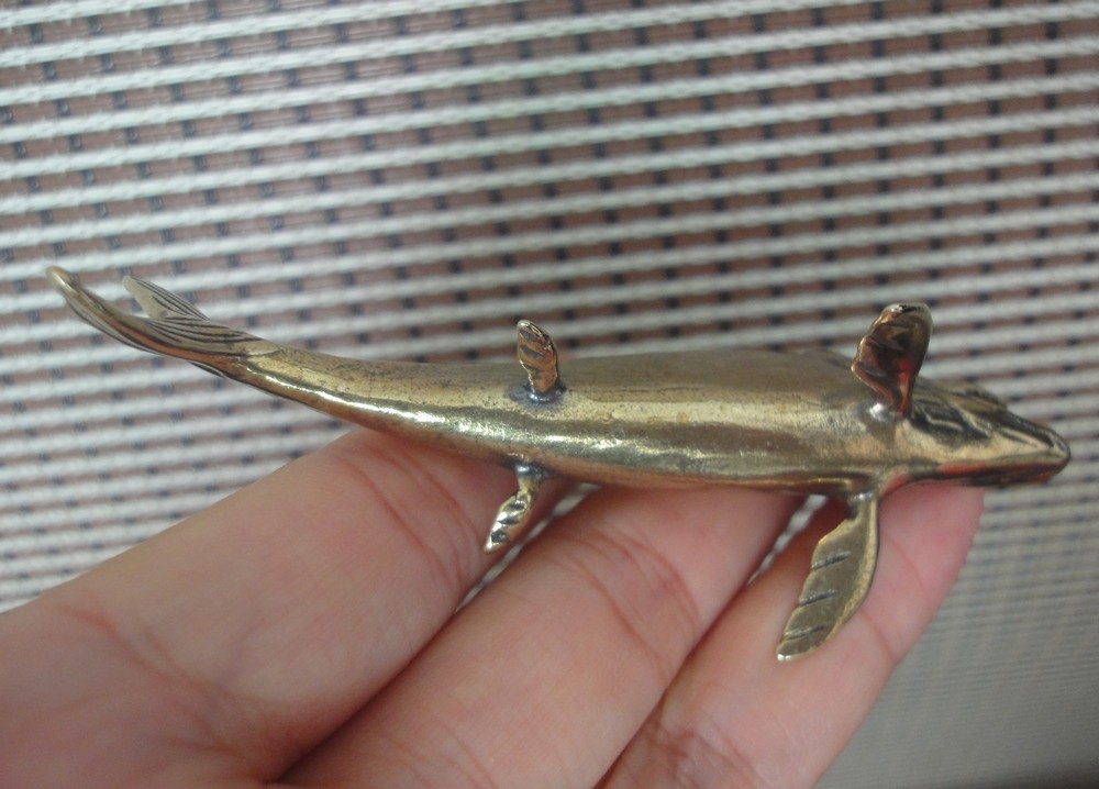 Solid Brass Salmon Fish Figurine Vintage Bronze Color Statue for Home Decor