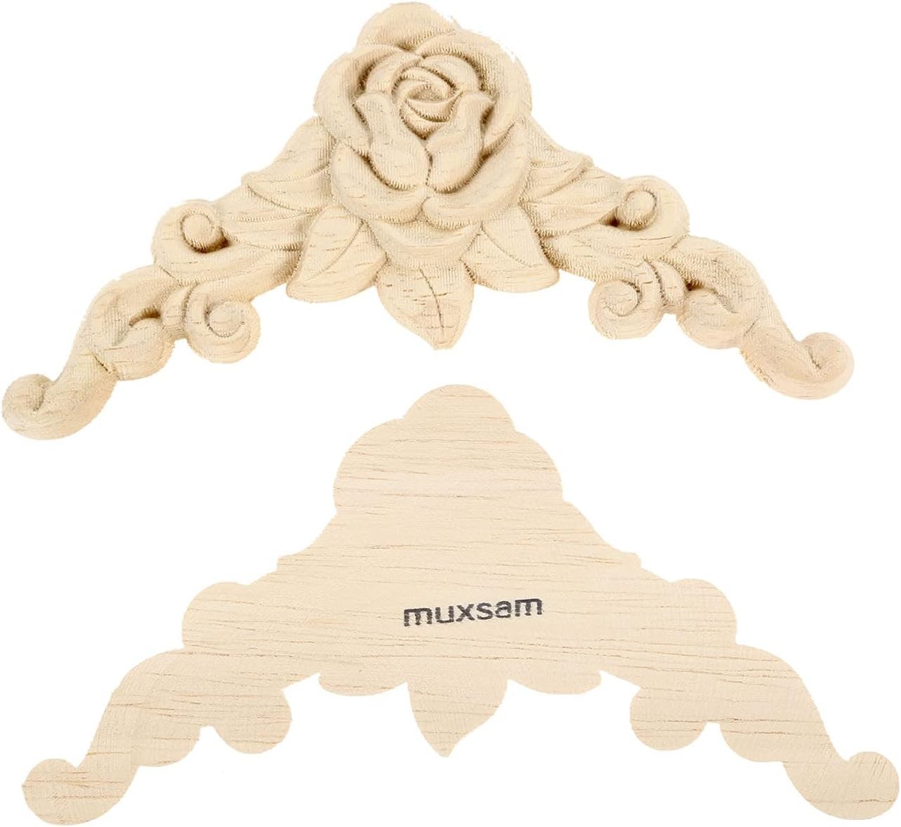 4Pcs Wood Appliques & Onlays for Furniture, 3.15″ x 3.15″8x8cm, Handmade Carv…