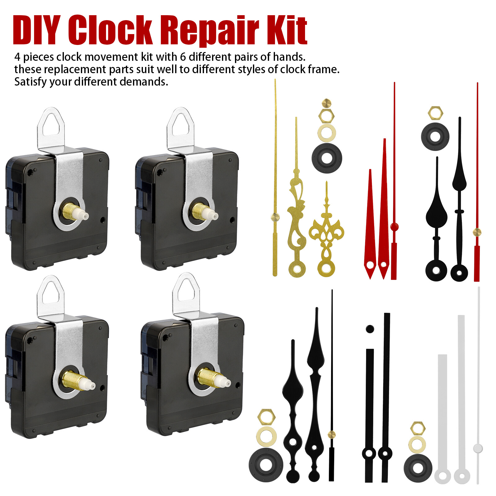 Lots DIY Wall Quartz Clock Movement Mechanism Replacement Repair Kit Tool Parts