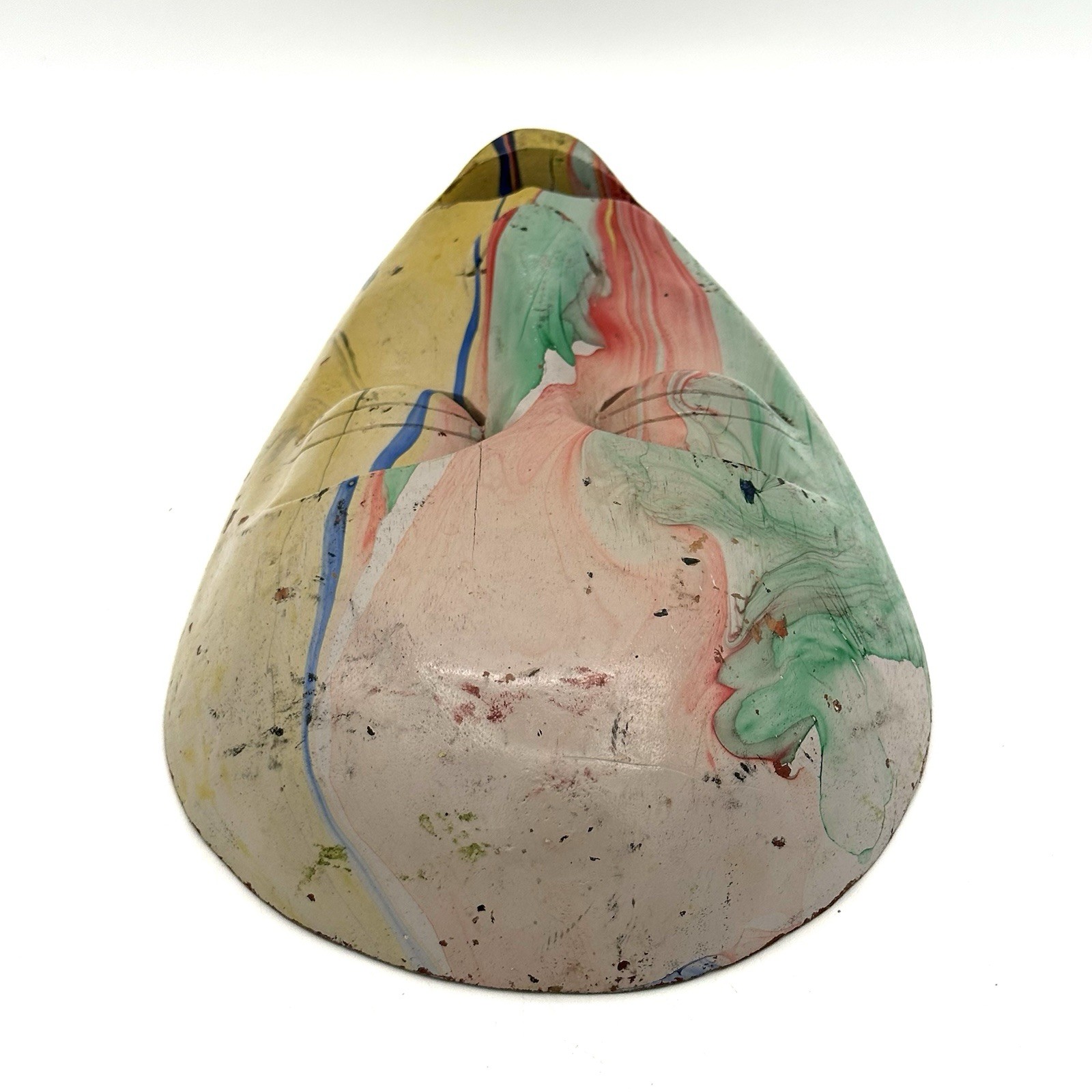 Colorful Drip Paint Hand Carved Wood Mask Home Decor 10 X 6 Inches