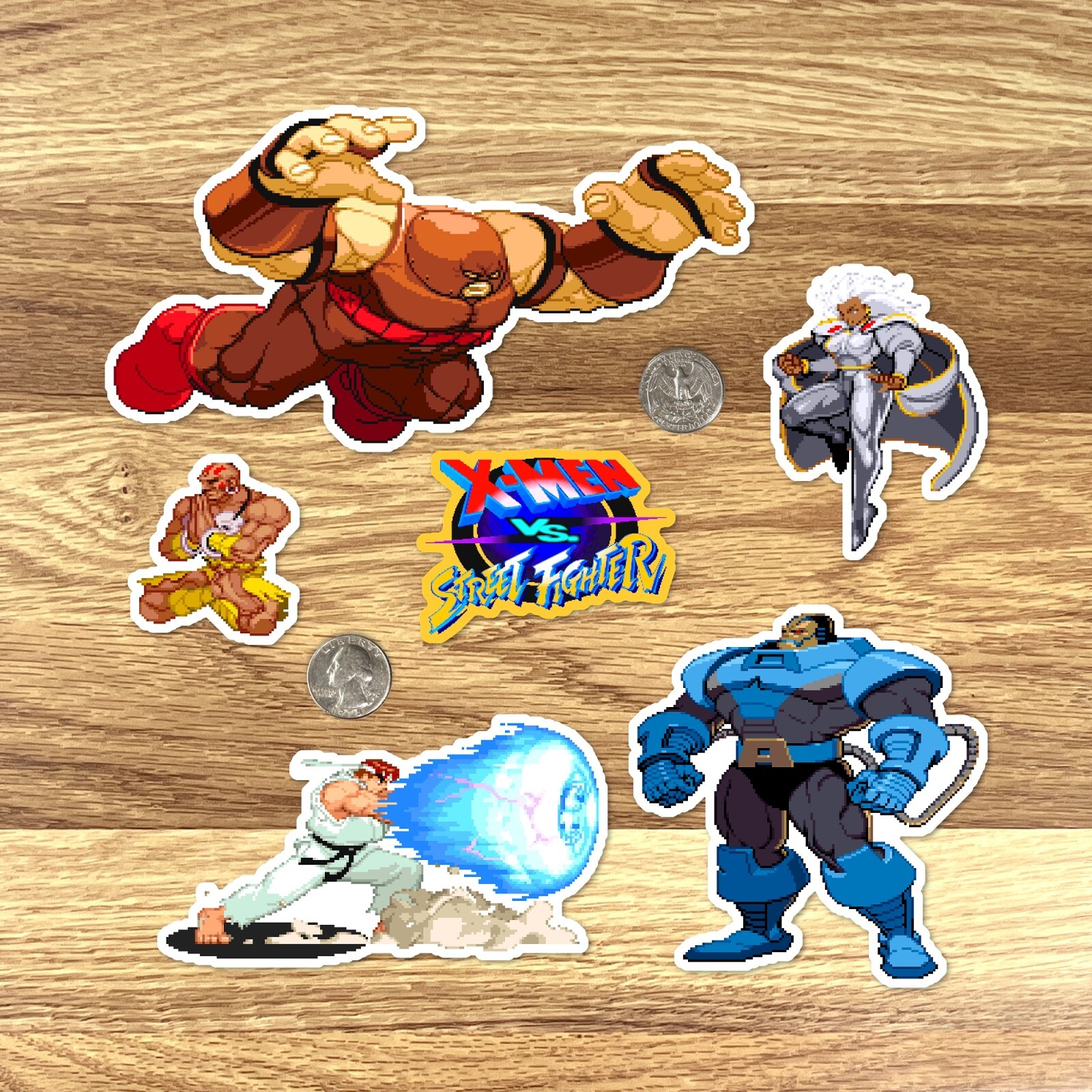 X-Men vs Street Fighter Stickers Arcade Game Pixel Art 19 Sticker Pack