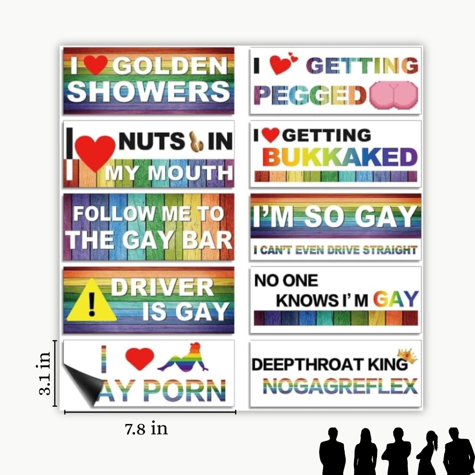10-Pack LGBT Magnetic Bumper Stickers for Cars Computers Motorcycles
