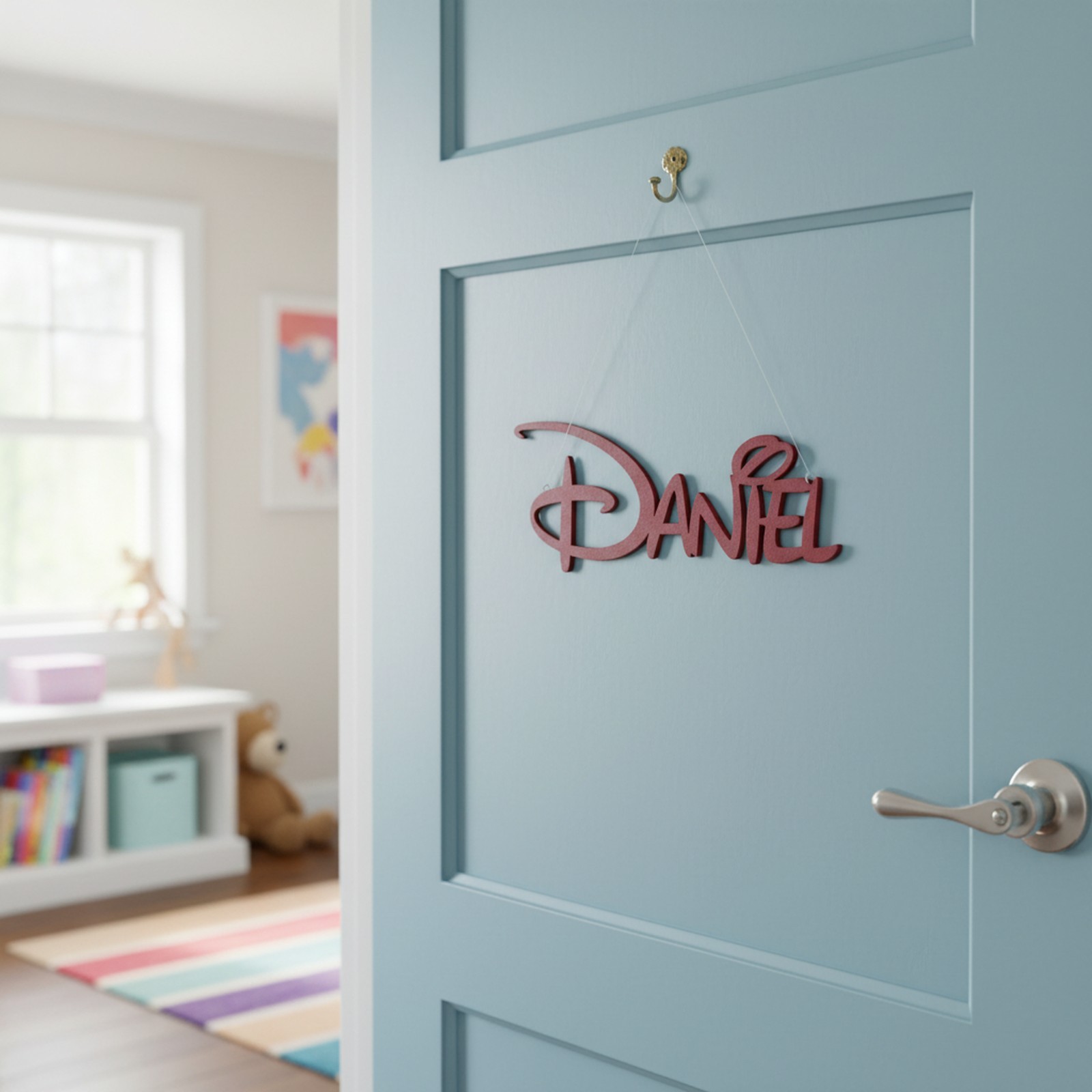 Personalized Disney-Style Name Sign – Custom Wooden Nursery Kids Room Wall Decor