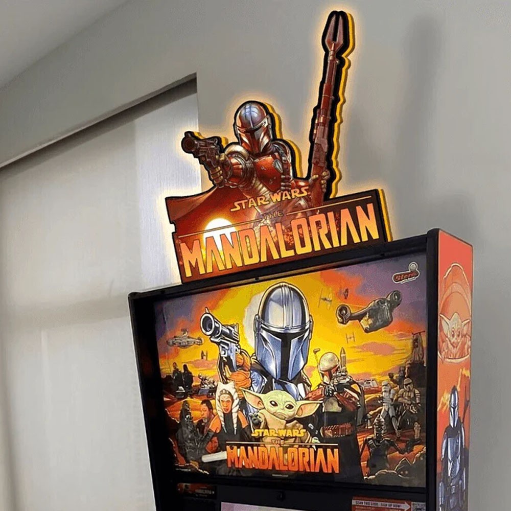 The Mandalorian Pinball Topper 3D Printed LED Lightbox Arcade Decor