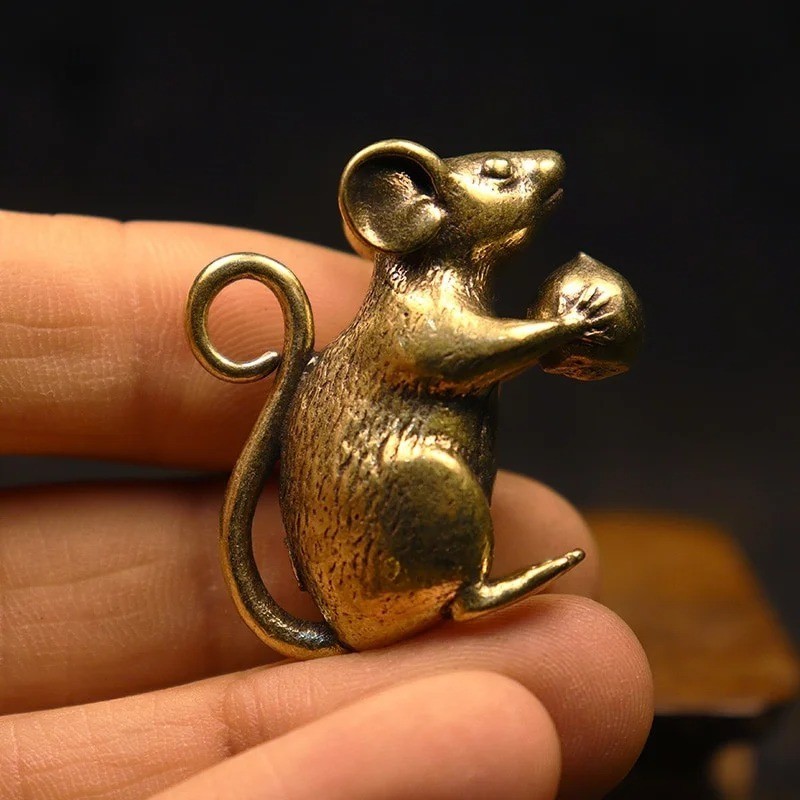 Tabletop Figurine Brass Mouse Animal Statue Sculpture Home Decor Gift USA