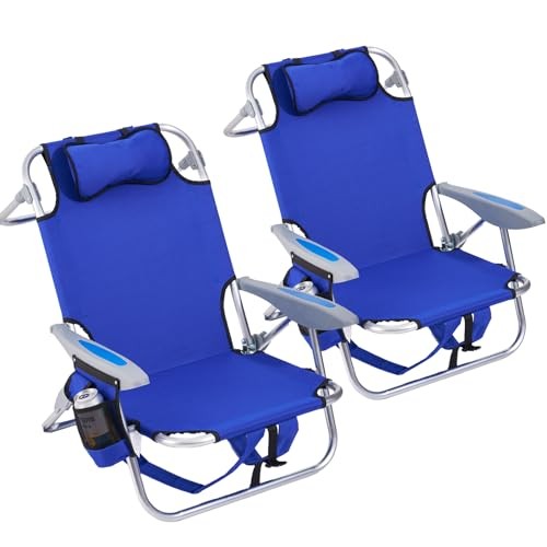 2 Pack Lightweight Portable Camping Beach Chair for Adults, Outdoor Lay Flat