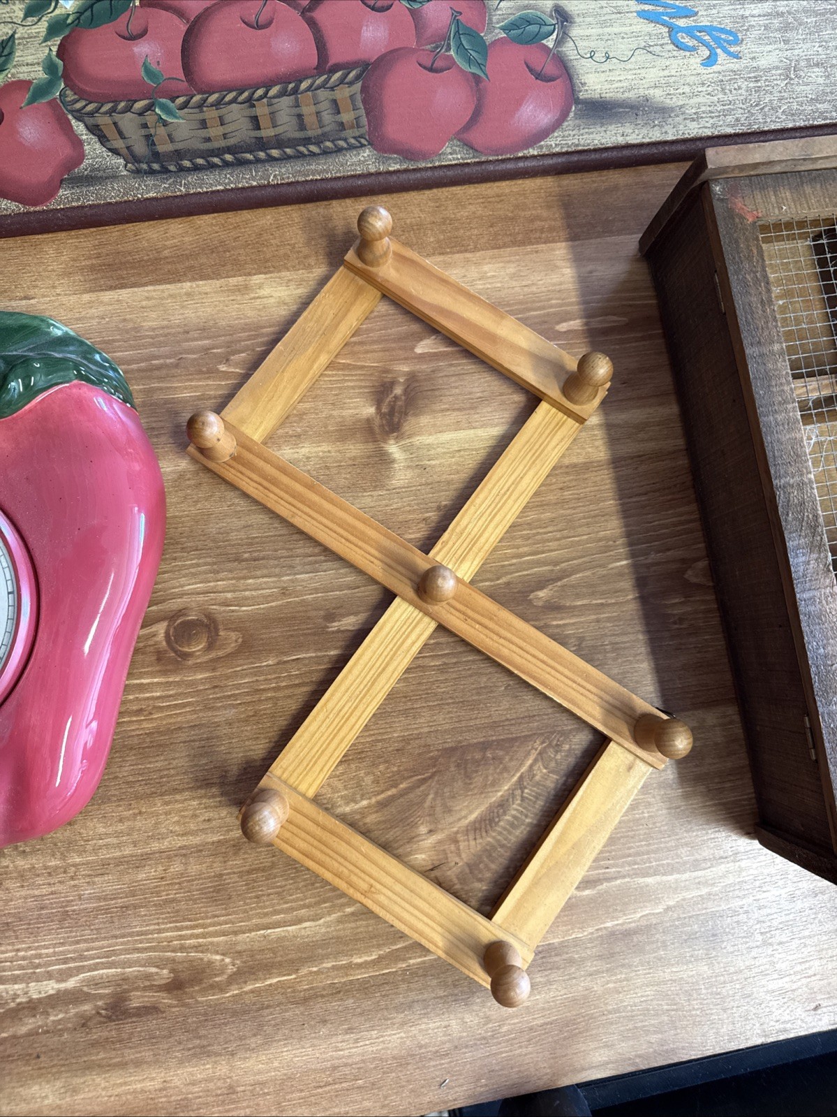 Vintage Country Apple Kitchen Decor Clock Spoon Fork Cabinet Granny Cottagecore