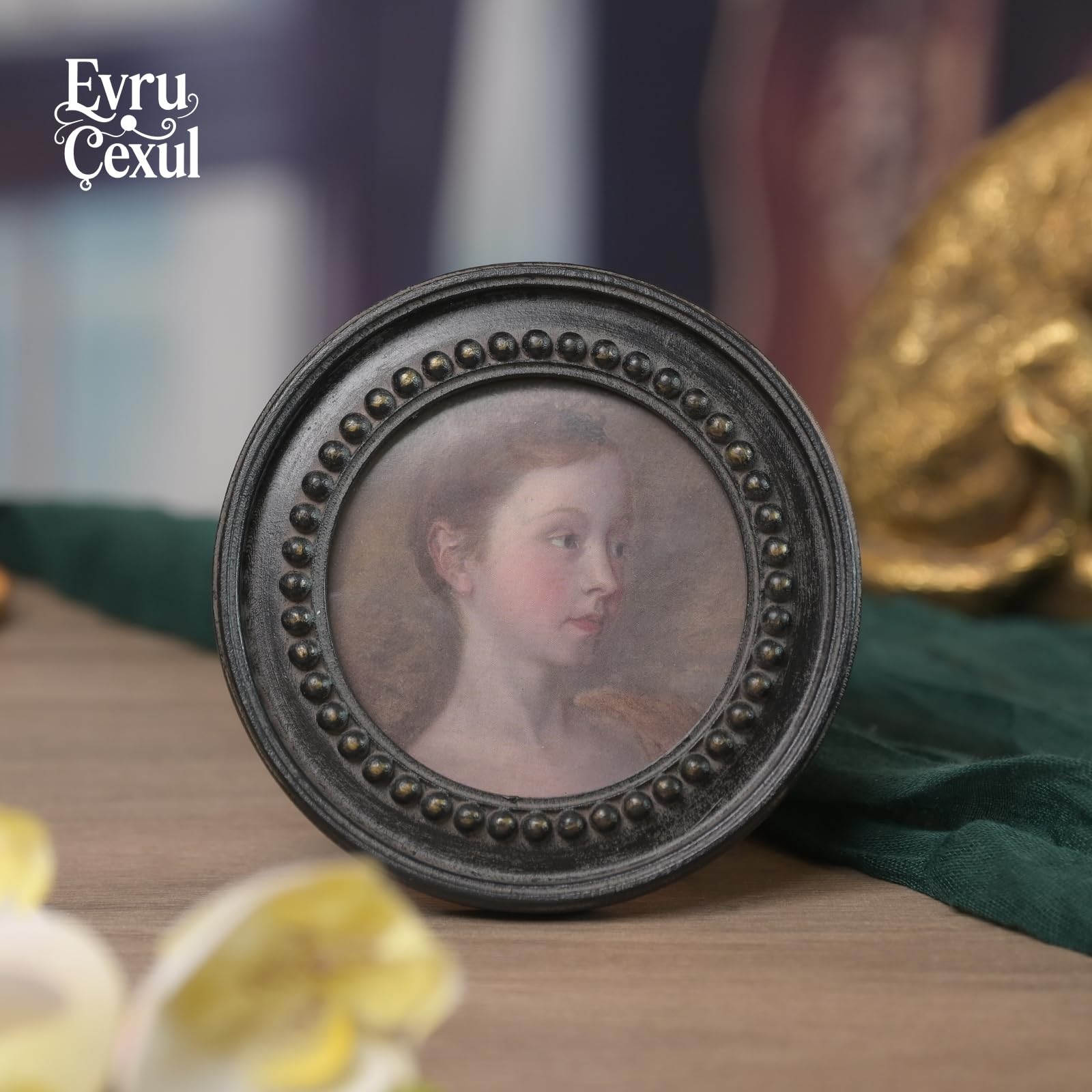 Small Round Vintage Picture Frames 3×3 – Antique Wallet Size Picture Frames 3…
