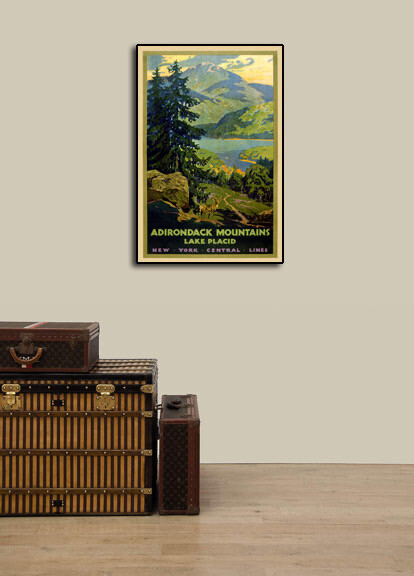 1920s Adirondack Lake Placid New York Vintage Style Travel Poster – 24×36