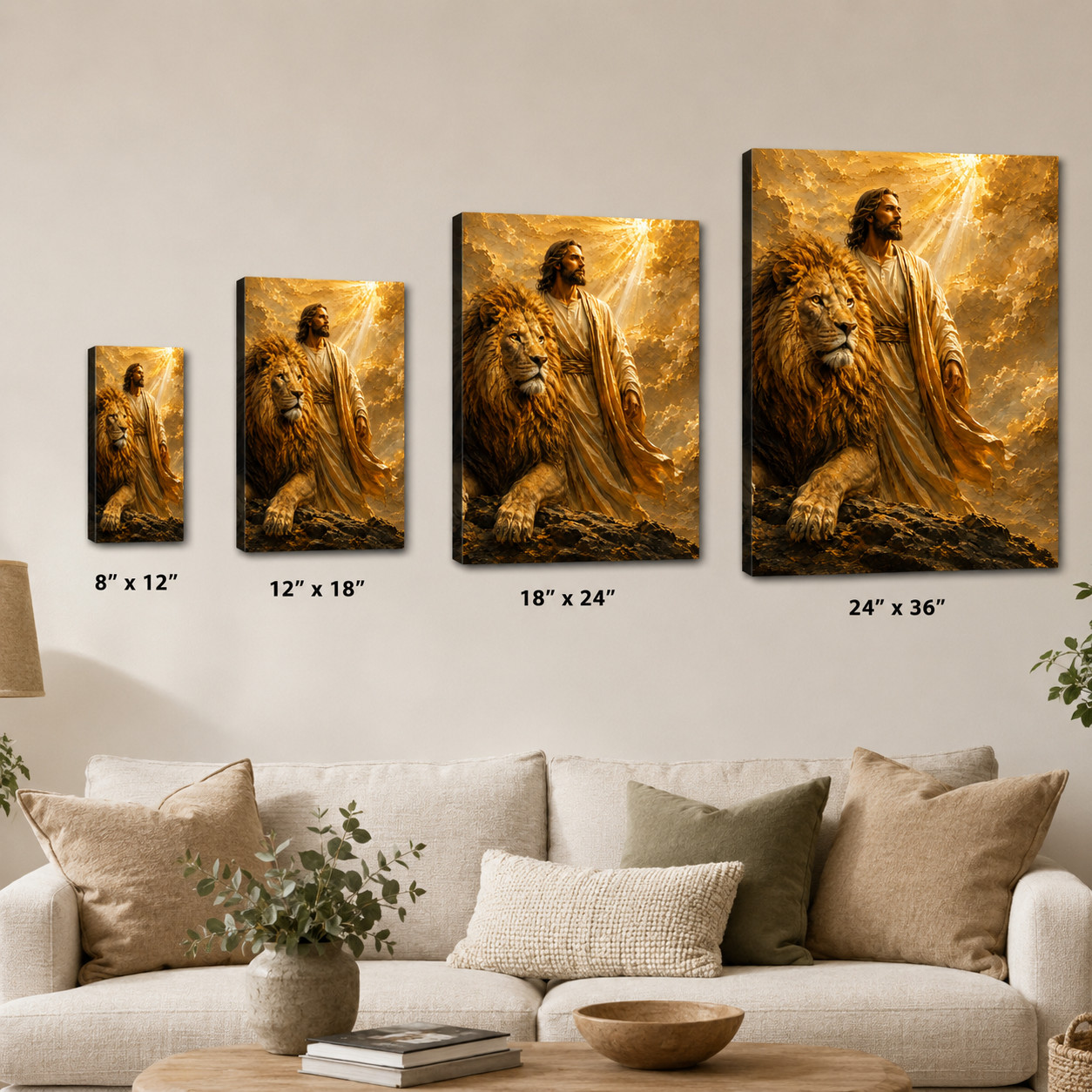 Jesus Lion Canvas Wall Art Christian Religious Print Lion of Judah Faith Home