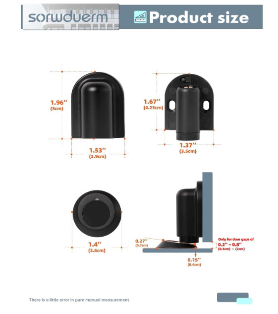 Magnetic Door Stop Floor Mounted Door Holder Stopper Black Metal Adhesive or Scr
