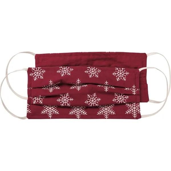 NEW!~Reversible Cotton Face Two Ply Pleated Mask~Snowflake~Christmas