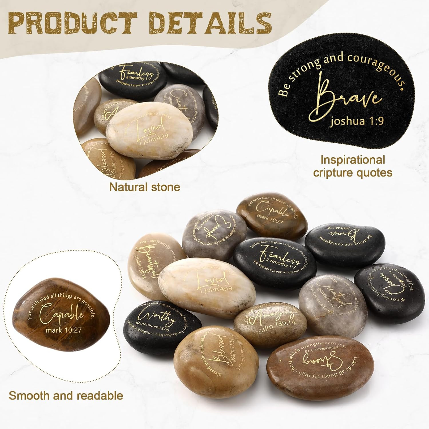 Bible Verses Scripture Stones Gifts Christian Inspirational Rocks Engraved Stone