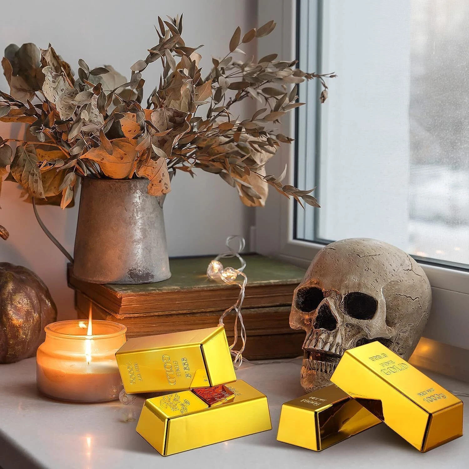 1-10*Gold Bar Door Stopper Brick Fake Golden Bullion Real Look No Slip Soft Stop