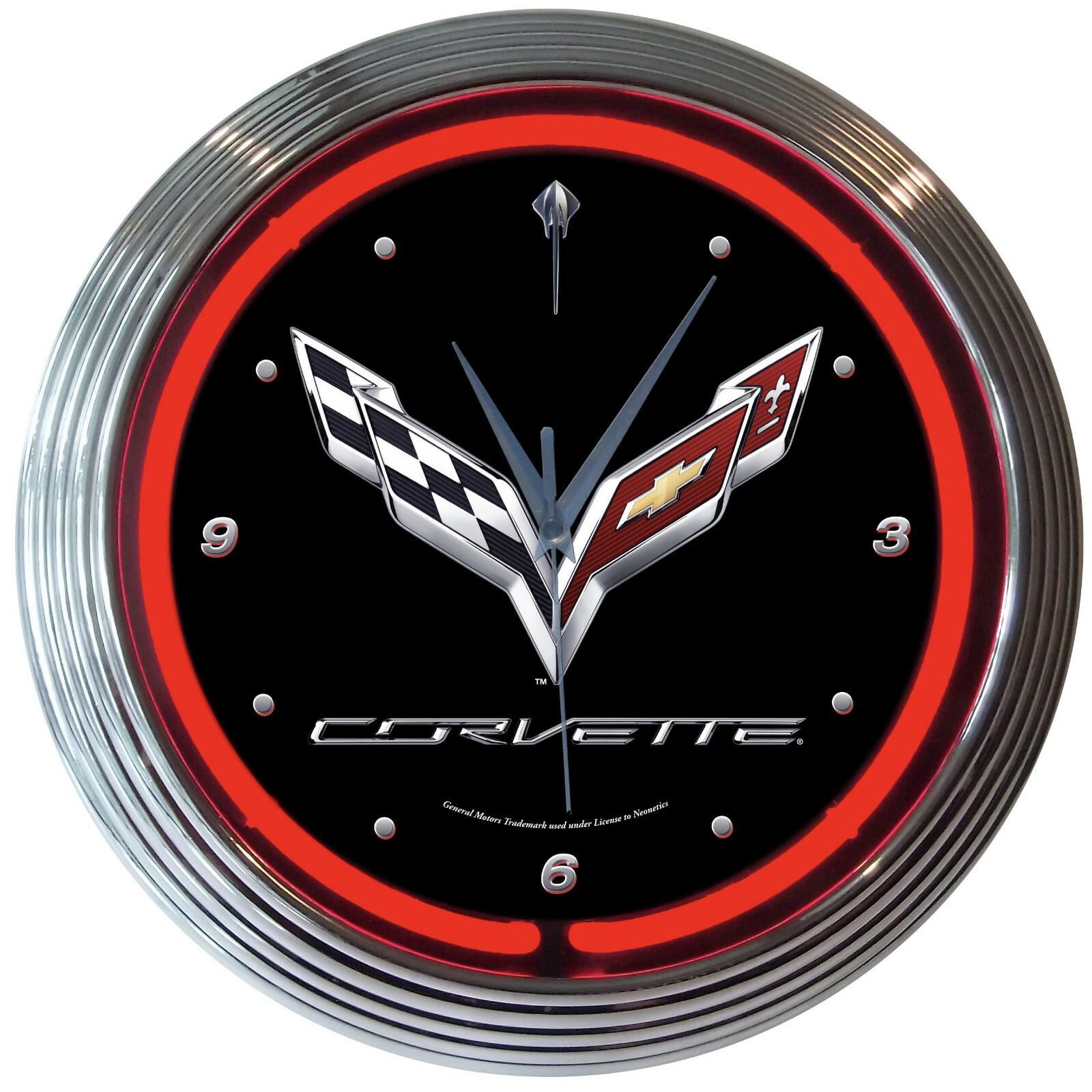Chevrolet Corvette C7 Logo Red Neon Hanging Wall Clock 15″ Diameter 8CORV7