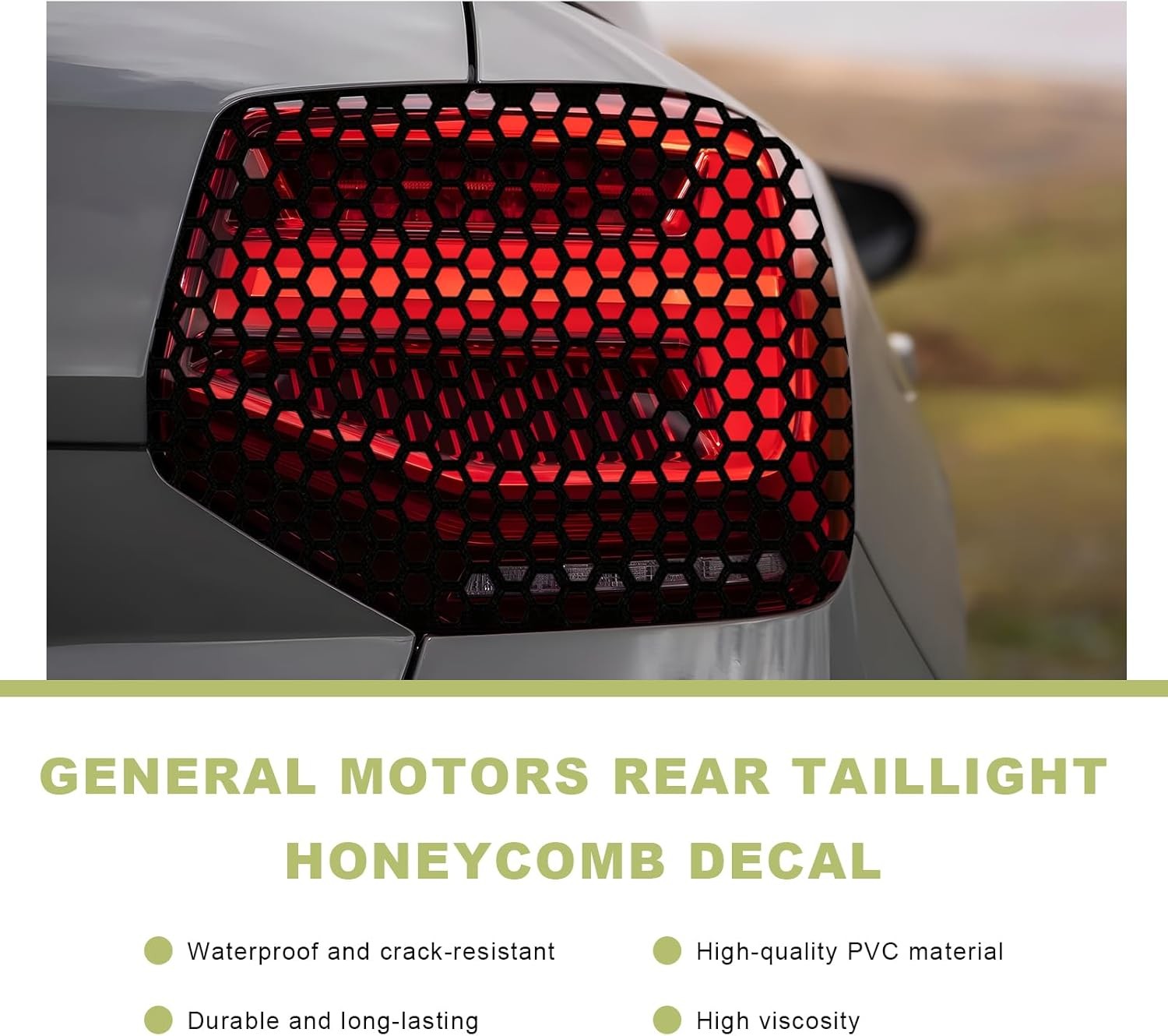 2PCS Bright Black Car Tail Light Honeycomb Tint Film Sticker DIY Cover 18.9×11.8