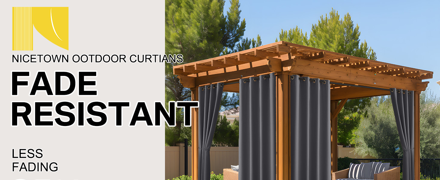 Fade Resistant Outdoor Curtains for Patio 84 inch Long, Grade 4 Color Fastness