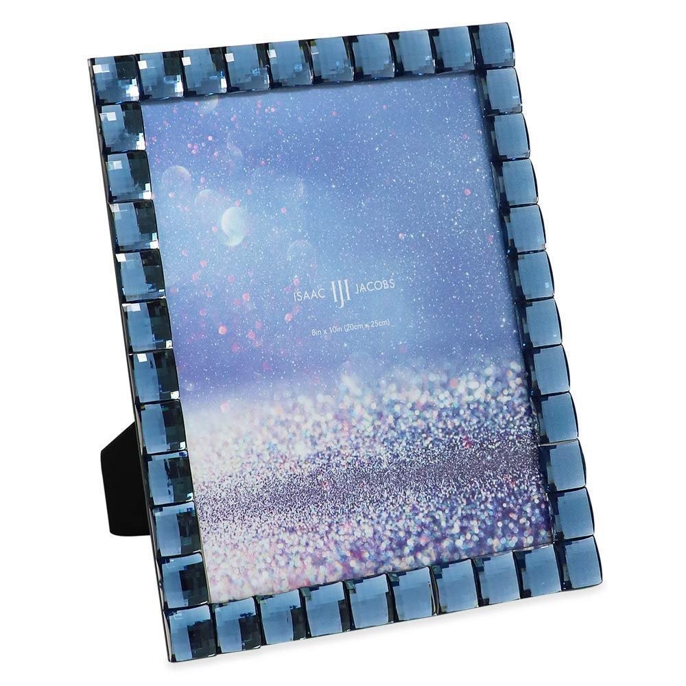 Isaac Jacobs Decorative Sparkling Light Blue Jewel Picture Frame, Photo…