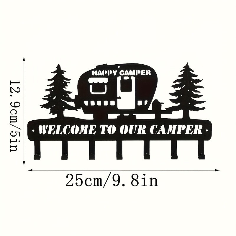 Metal Camper Key Rack Decorative Key Holder for Wall 9.8×5.51 Inches Rustic