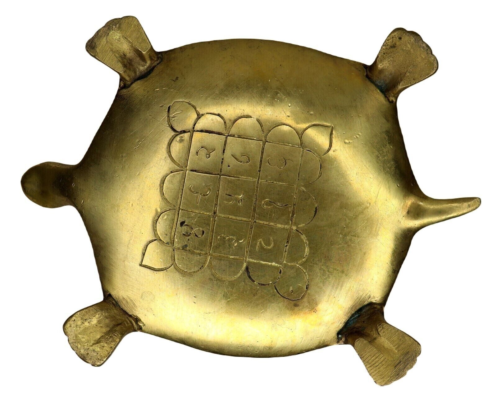 Lord Ganesha on Turtle Back with Money Attraction Yantra Handmade Brass Statue