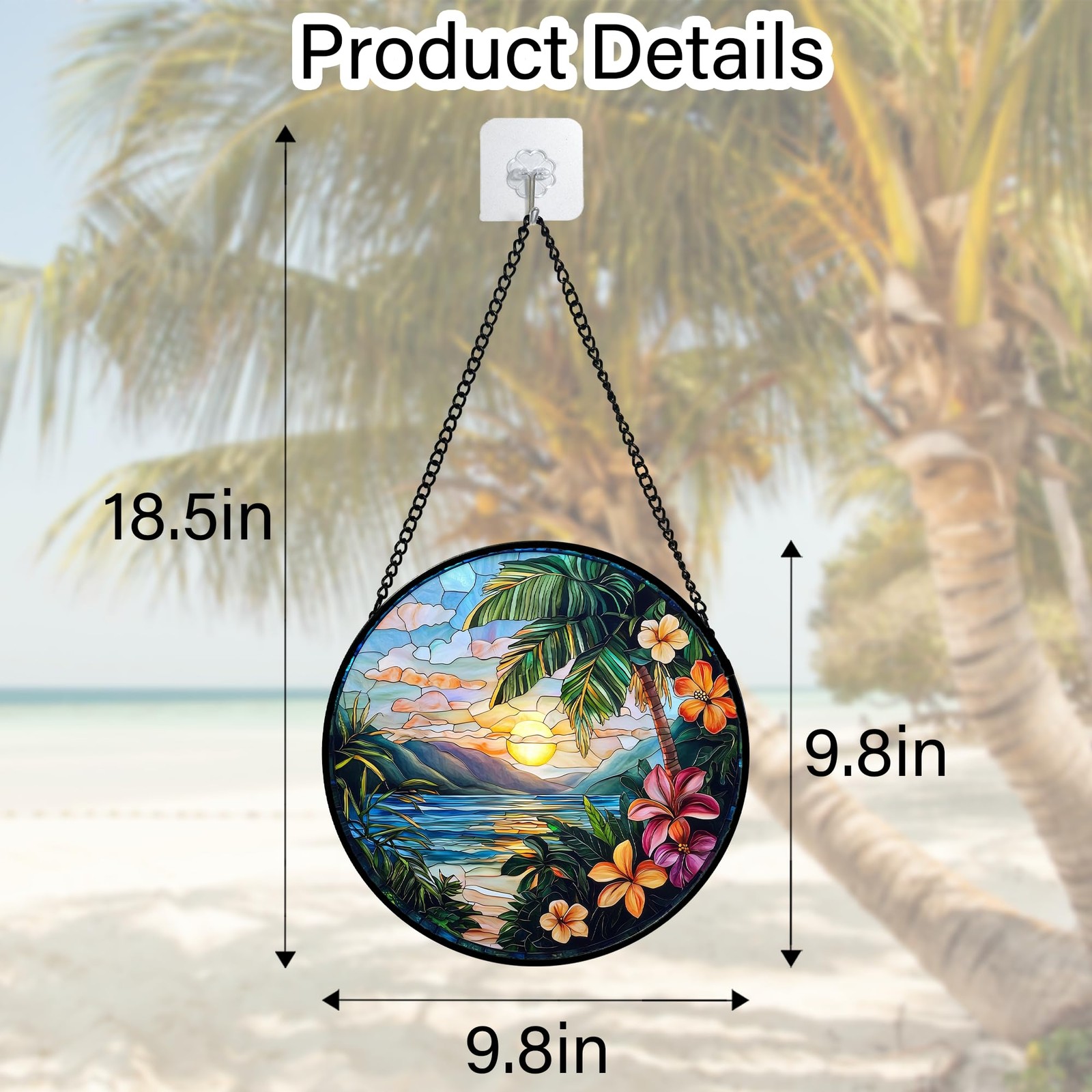 Colorful Stained Glass Suncatcher for Home Decor, Gifts for All Occasions 9.8 in