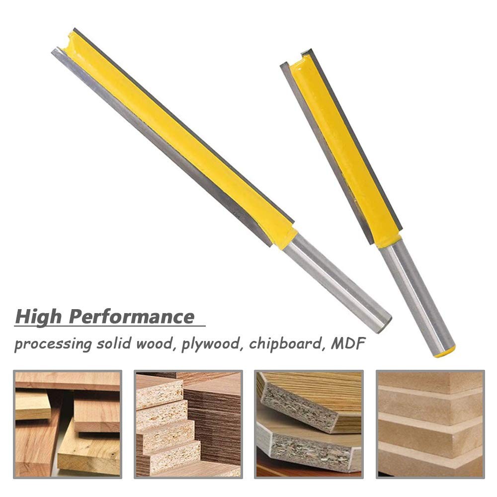 Extra Long Straight Router Bit Set 1/4 Shank 2 3 Inch Cutting