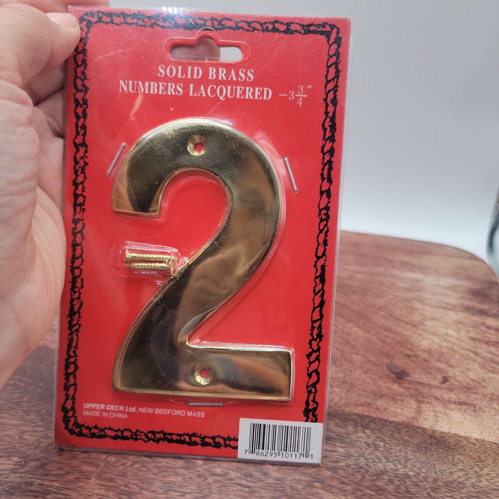 Vtg 3 3/4 inch Handcrafted Upper Deck Solid Brass House Number ”2” Sealed