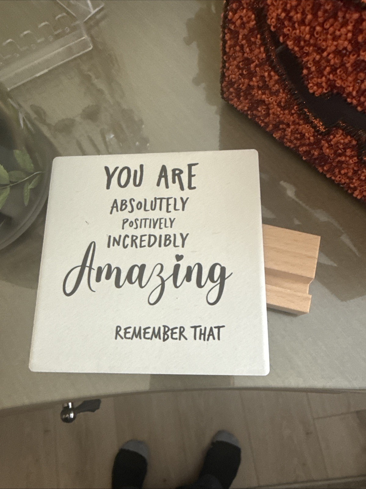 Positive Little Reminders You are Enough Desk Wood Plaque Sign with white6