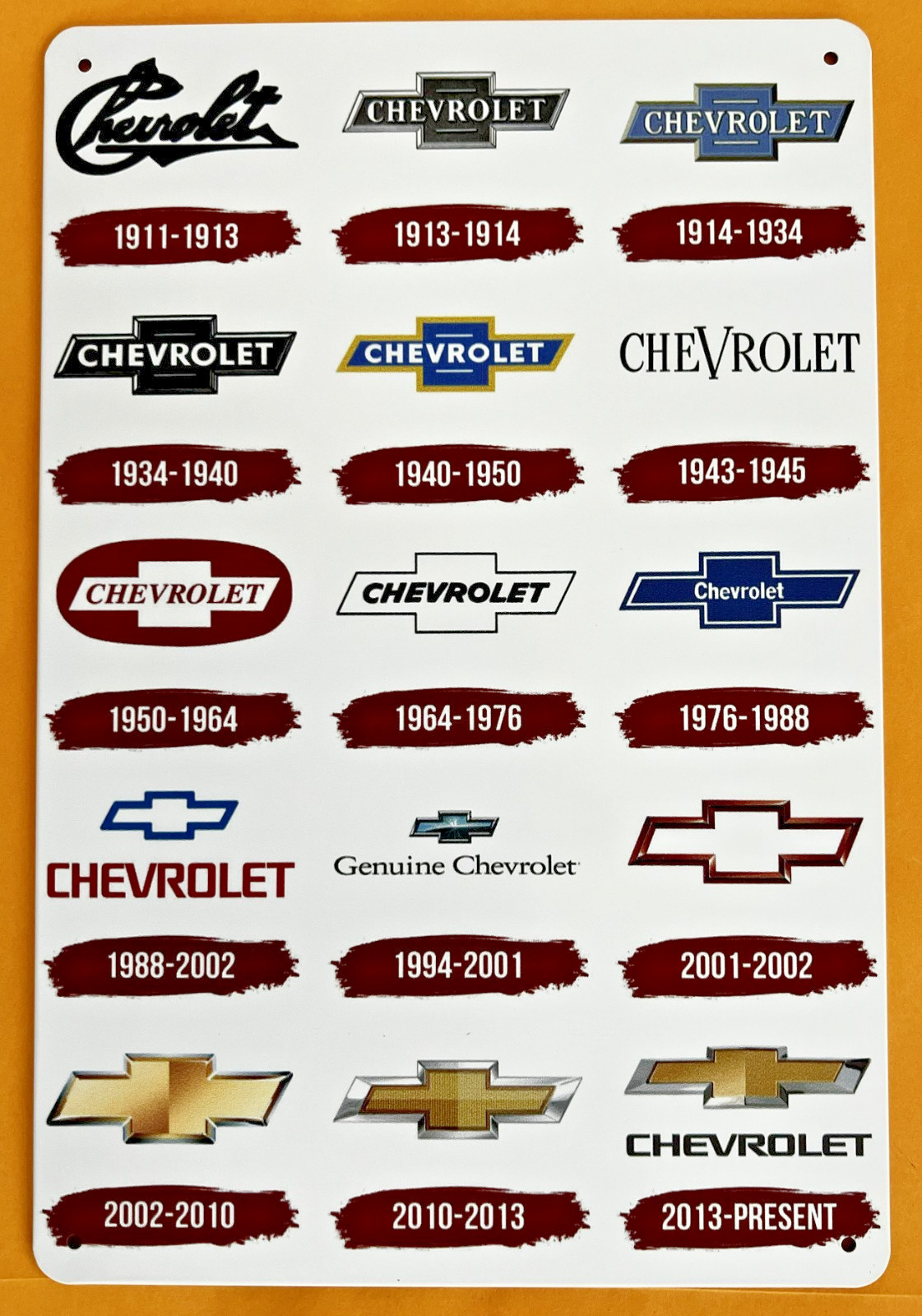 Chevy Chevrolet Logo Tin Sign (Camaro Corvette Vette Bel Air Impala Bow Tie) W58