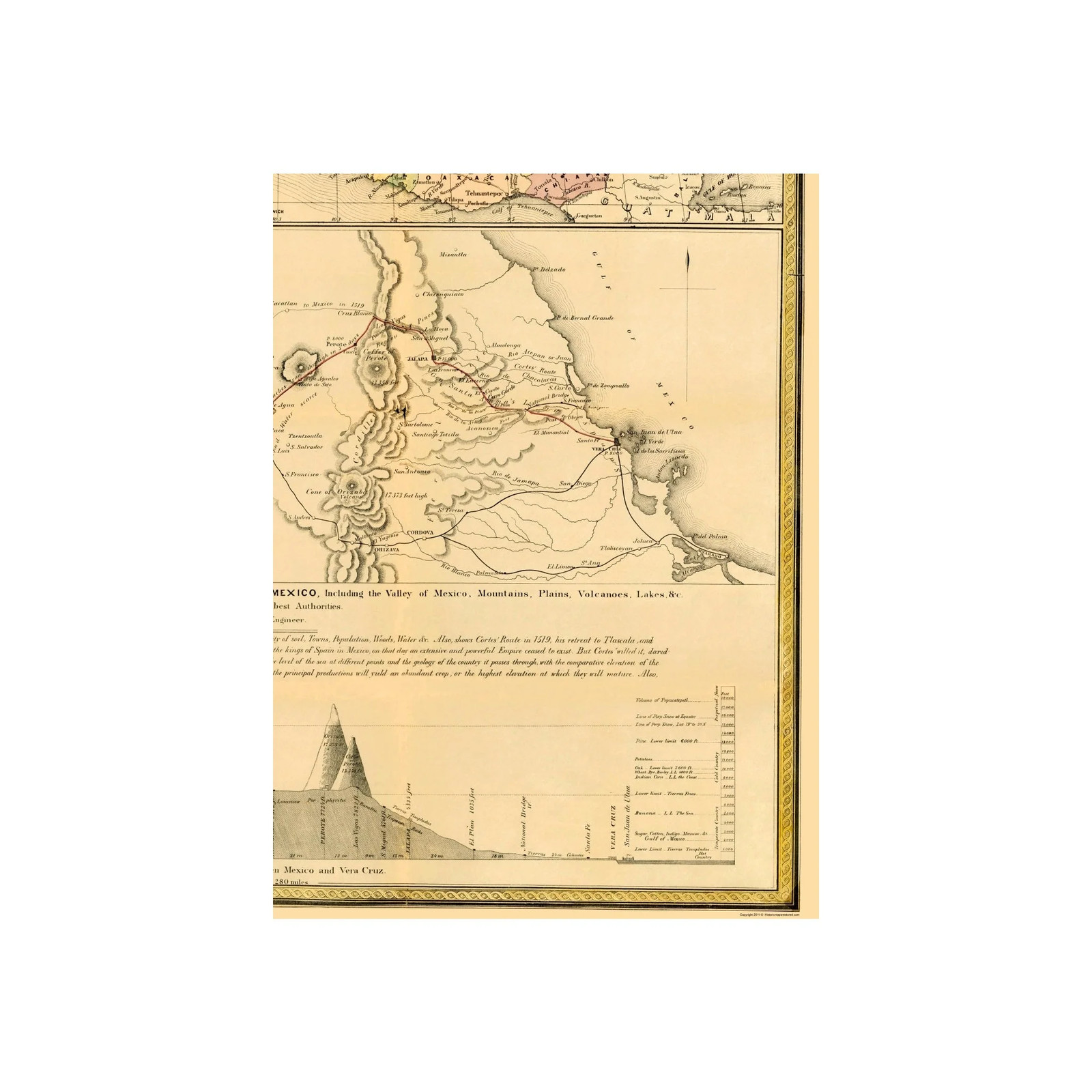 Historic Map – Mexico Yucatan Upper California – Mitchell 1847 – Vintage Wall