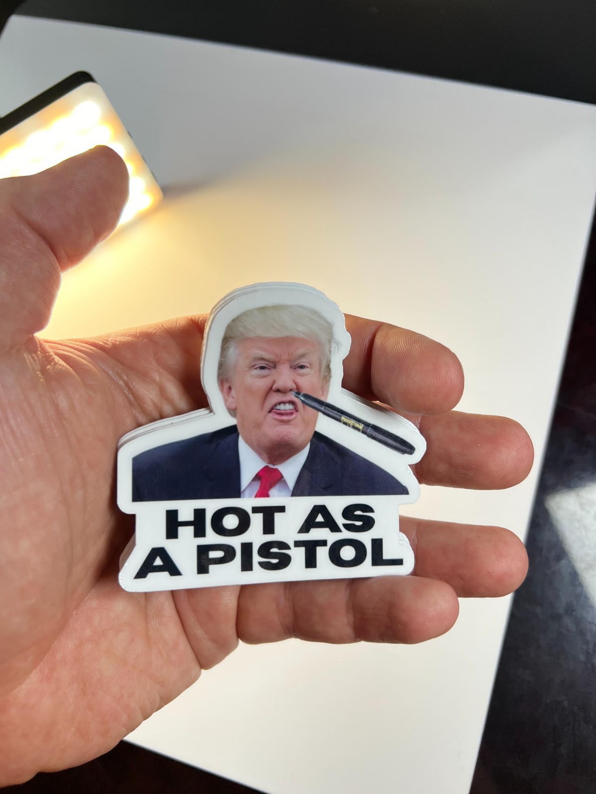 Trump Stickers ”HOT AS A PISTOL” MEME Gas Pump Waterproof Vinyl NEW 1/10/50/100