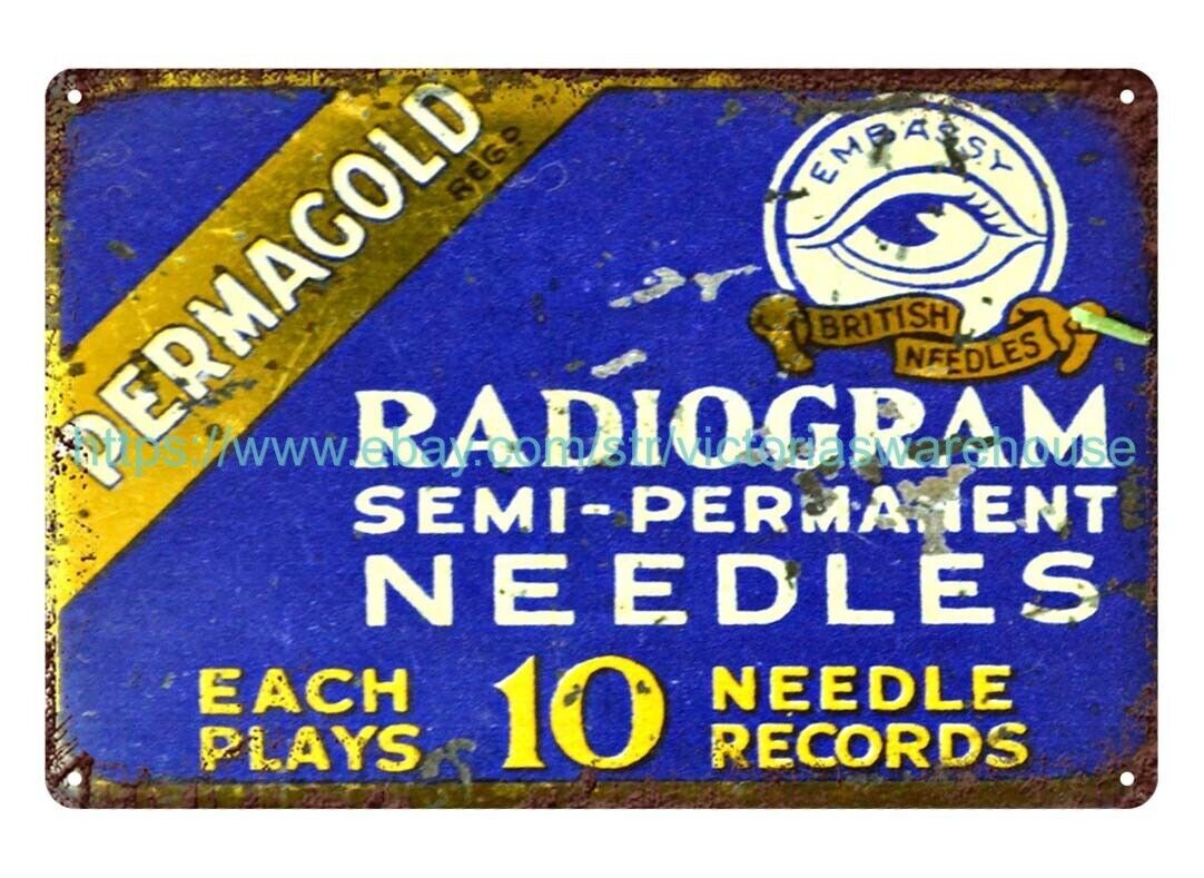 Radiogram semi permanent needles metal tin sign discount unframed art